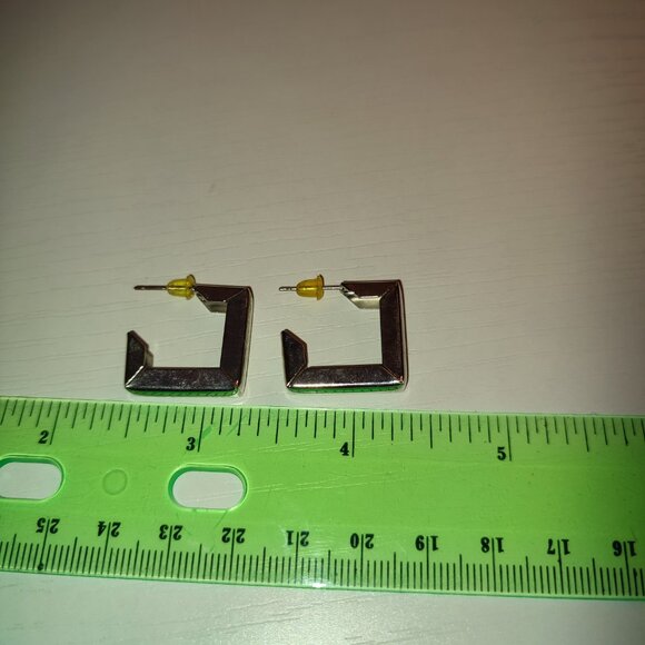 Square Silver Stud Earrings - Picture 5 of 7